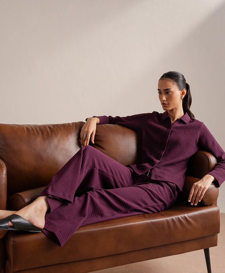 Burgundy Modern Shirt Muse Co-Ord (Women)