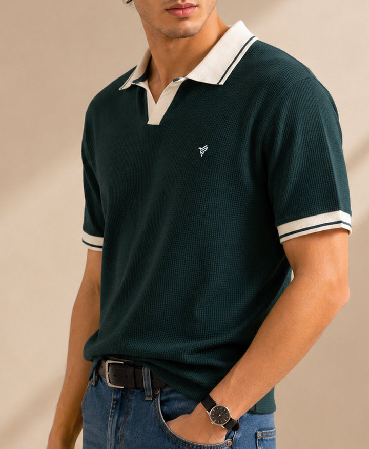 Sailor Hunter Green Waffle Knit POLO