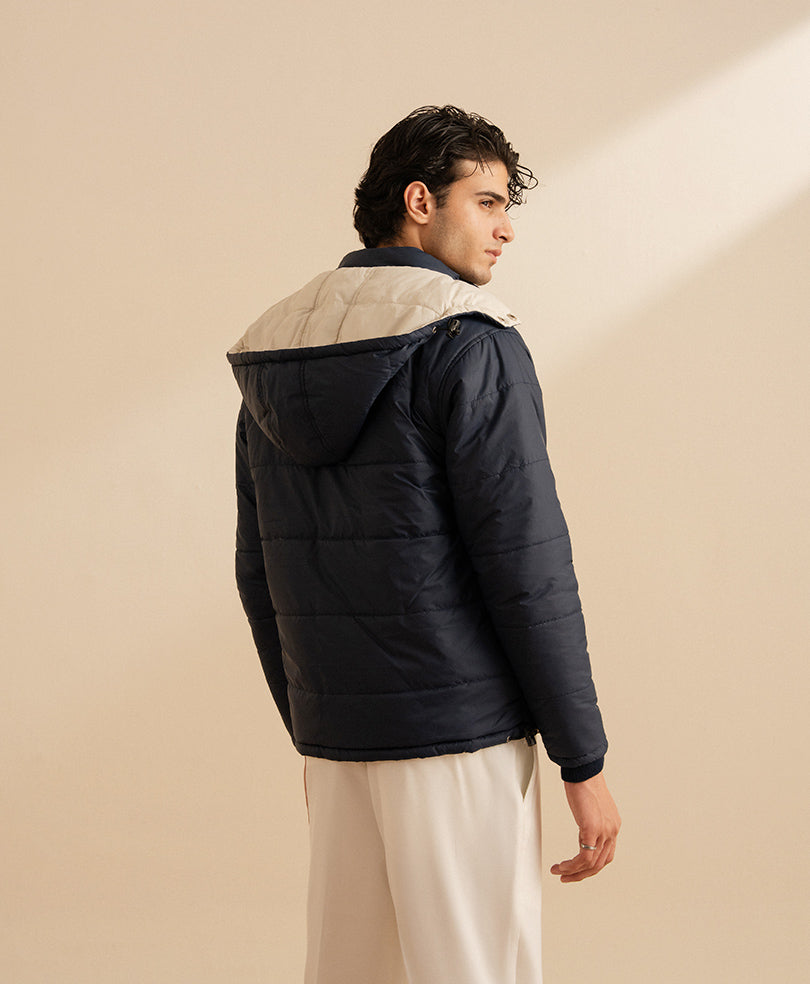 OFF White & Navy Reversible Quilted Jacket