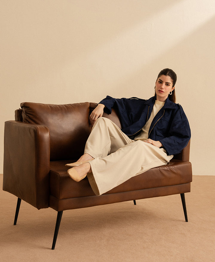 Navy Classic Suede Bomber Jacket (Women)