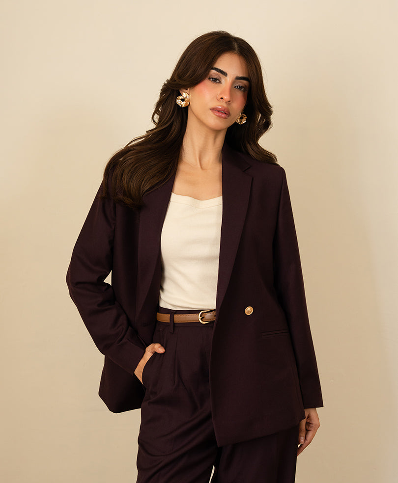 Montclair Burgundy Tailored Blazer (Women)