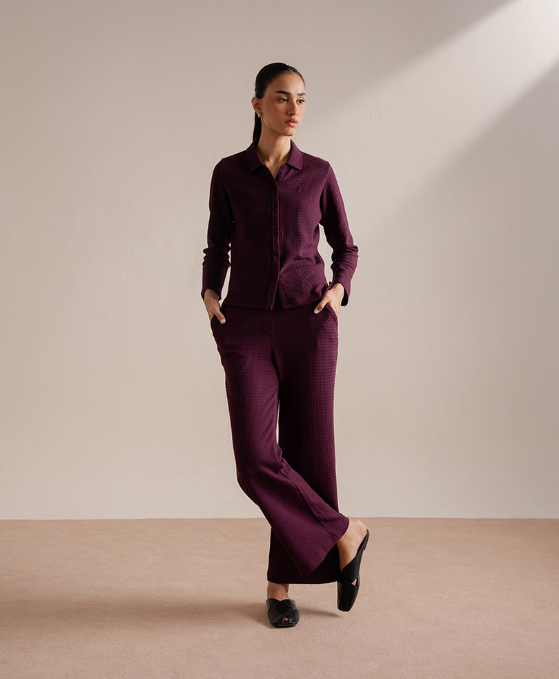 Burgundy Modern Shirt Muse Co-Ord (Women)