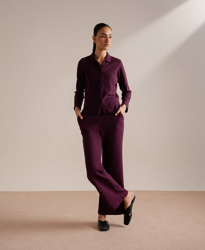 Burgundy Modern Shirt Muse Co-Ord (Women)