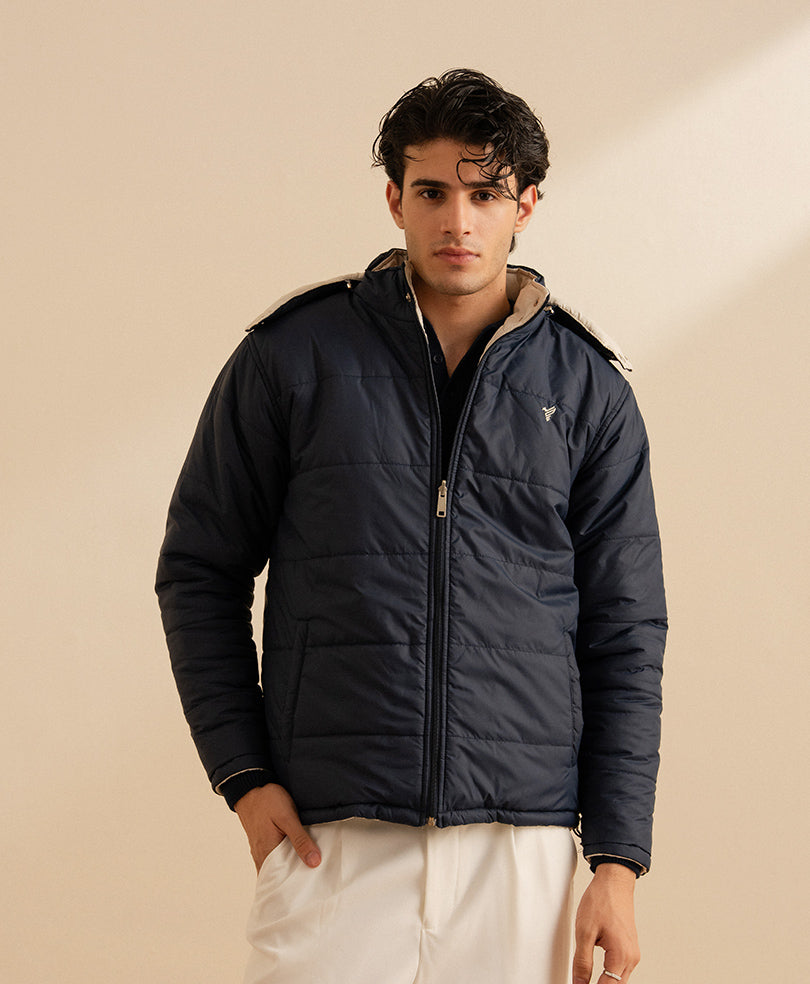 OFF White & Navy Reversible Quilted Jacket
