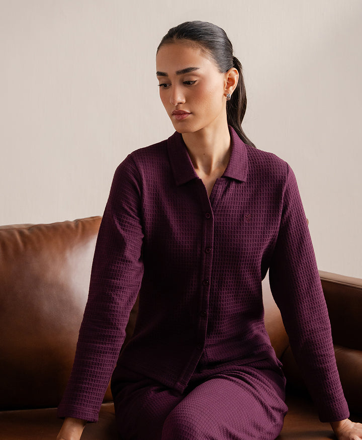 Burgundy Modern Shirt Muse Co-Ord (Women)