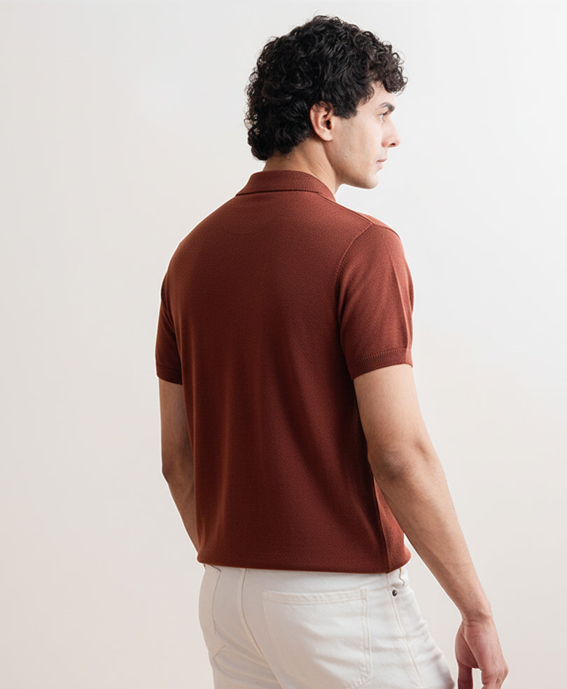 Basic Knitted POLO Mocha Brown
