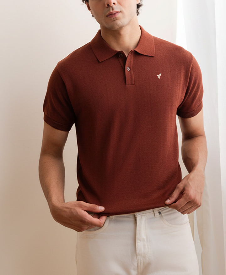 Basic Knitted POLO Mocha Brown