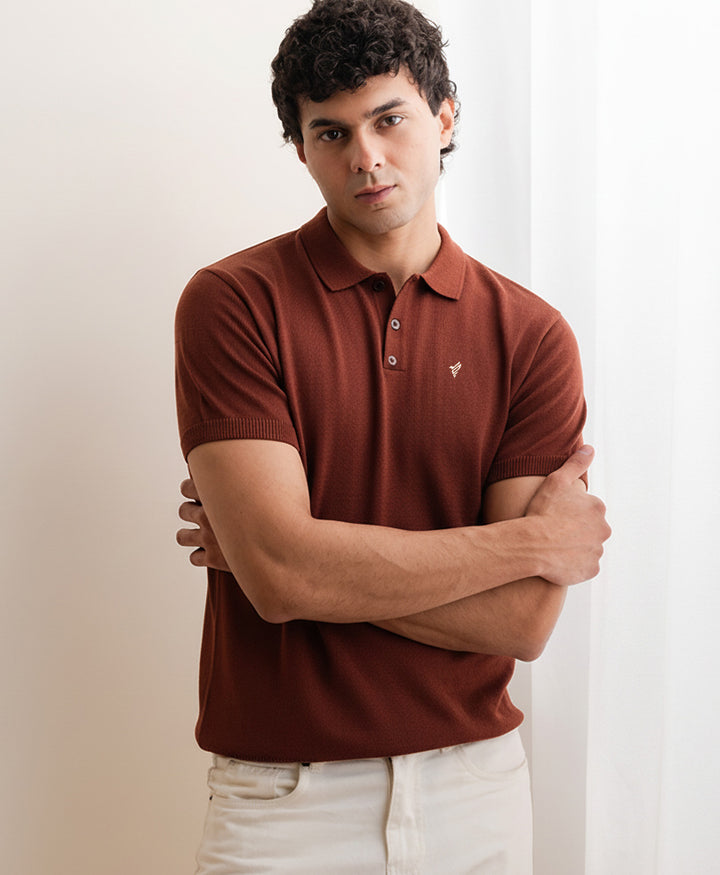 Basic Knitted POLO Mocha Brown