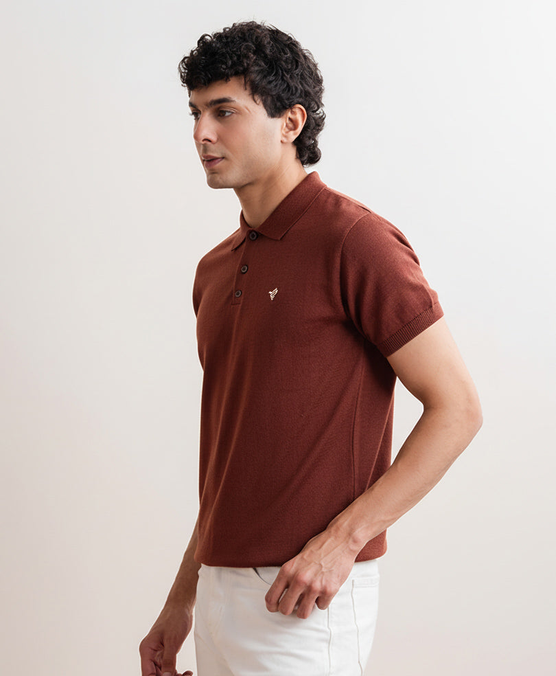 Basic Knitted POLO Mocha Brown