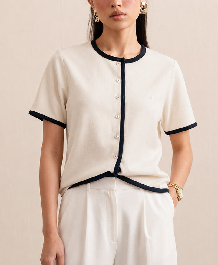 Ivory Contrast Cardigan (Women)