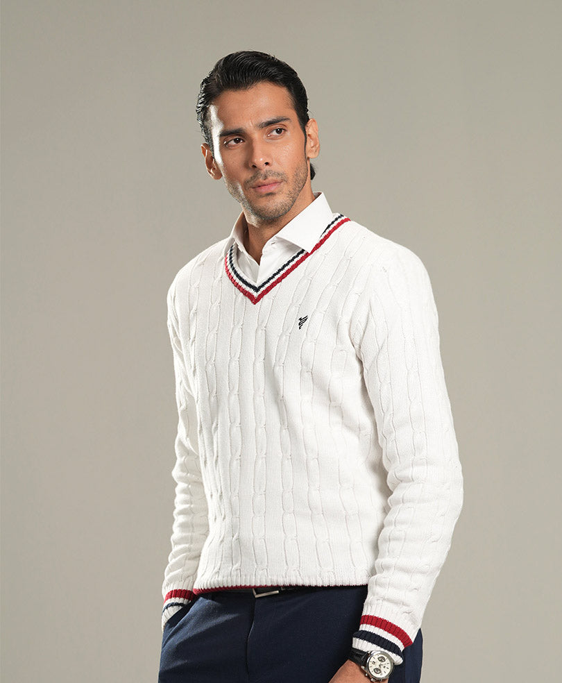 Classic White Cricket Sweater