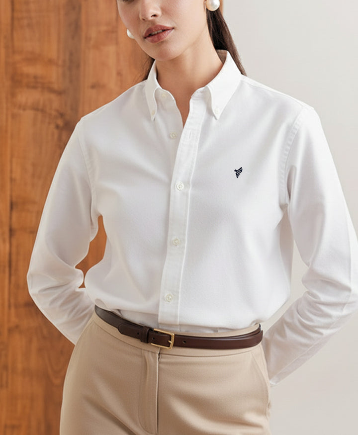 White Oxford Shirt - Navy (Women)