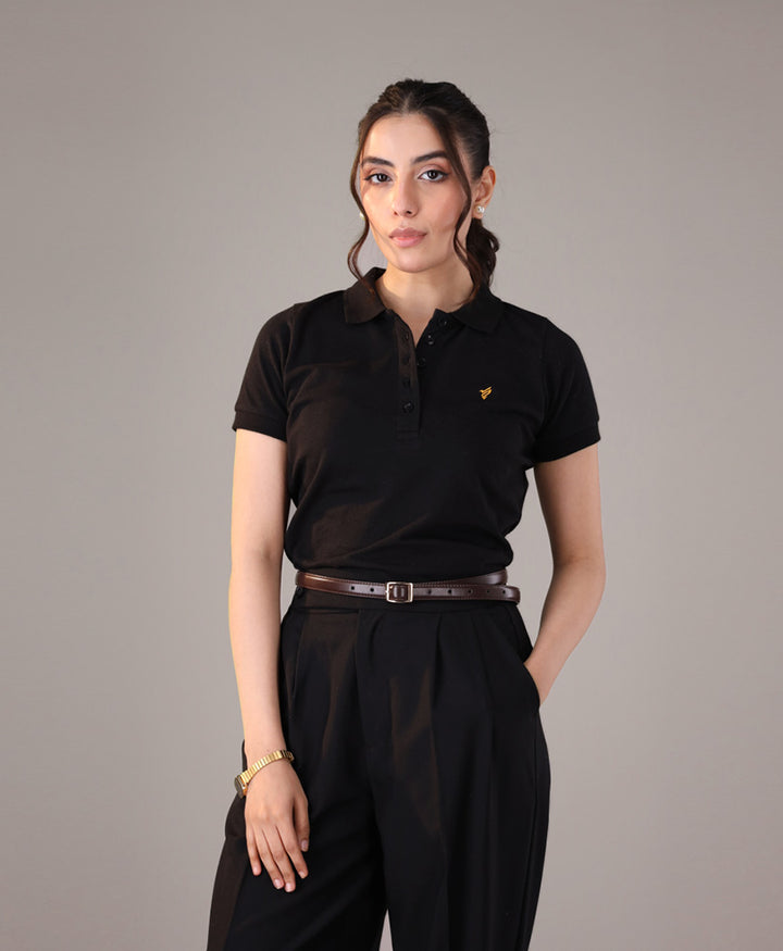 Black Classic Buttoned POLO (Women)