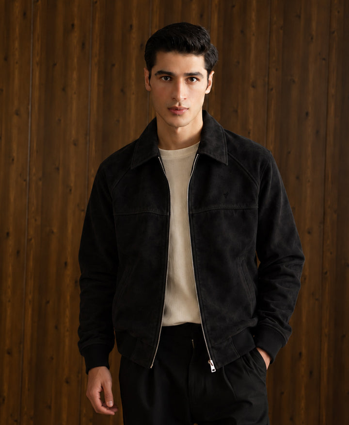 Black Oakmont Faux Suede Jacket