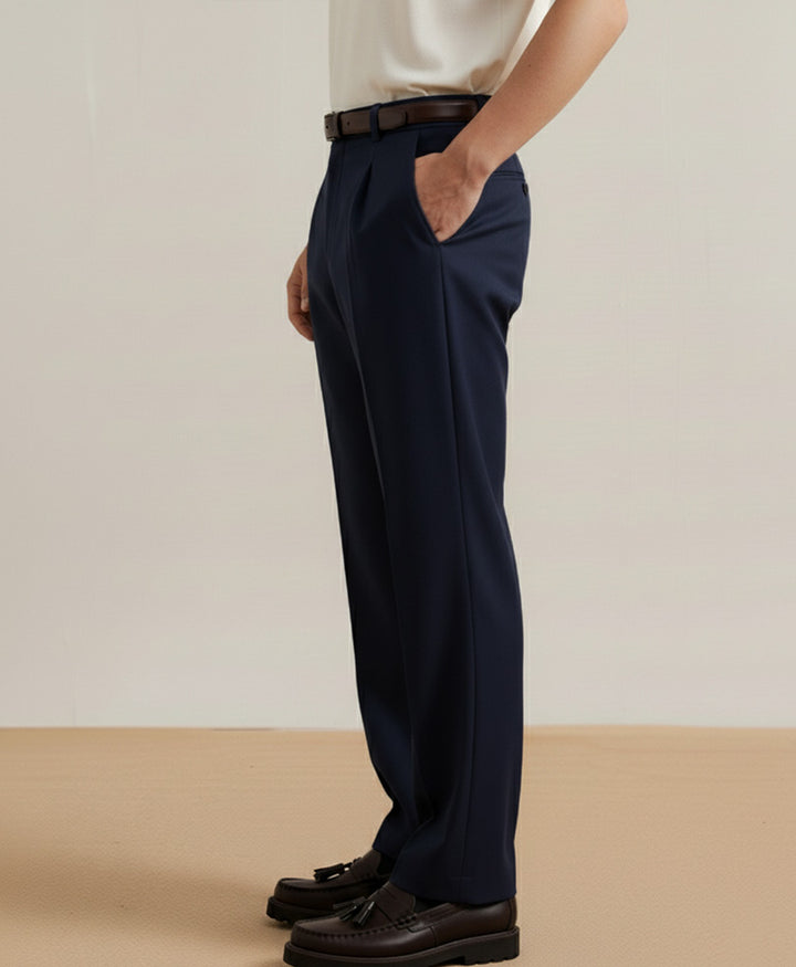 Dk Navy Pleated Dress Pant