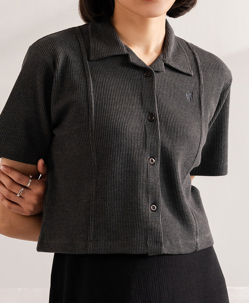 Grey Paneled Cuban Shirts (Women)