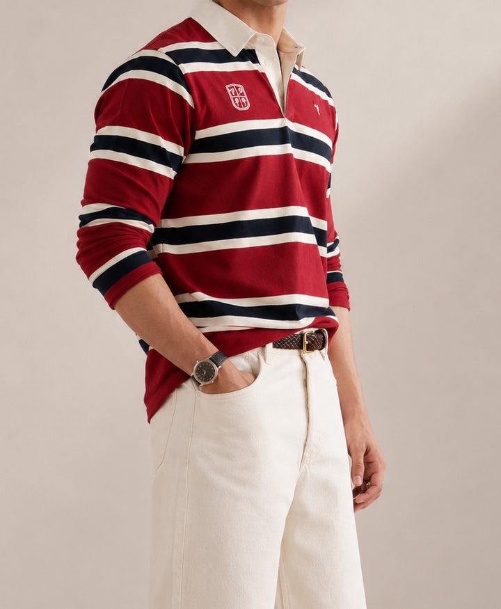 Maroon Monaco Stripe Rugby