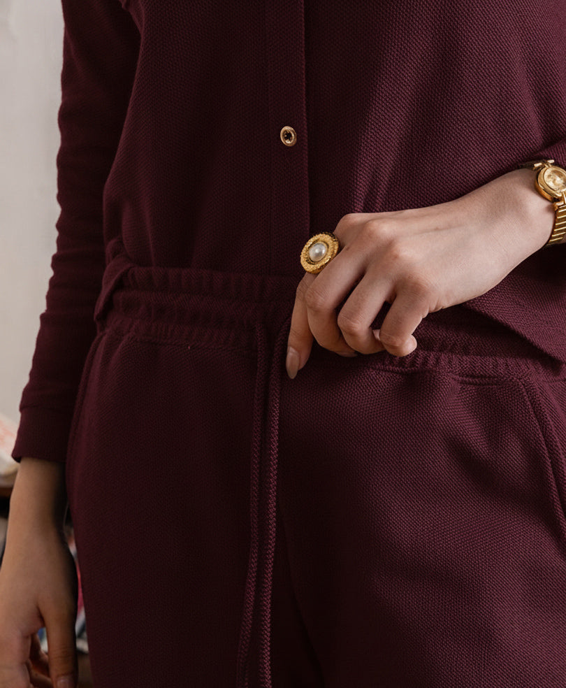 Maroon Fine Waffle knit Shirt (Women)