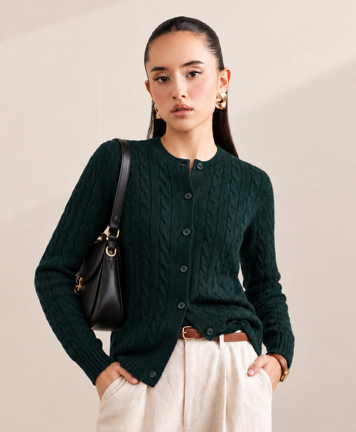 Green Cable Knit Cardigan (Women)