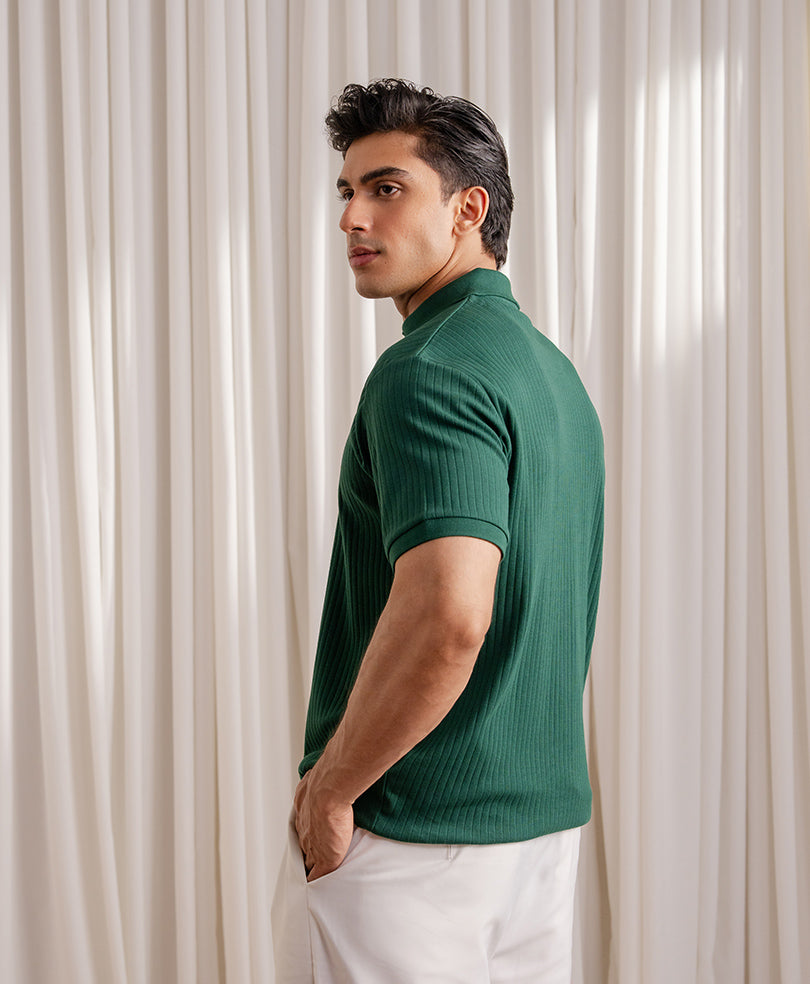 Rain Forest Fine Drop Needle V-Neck POLO