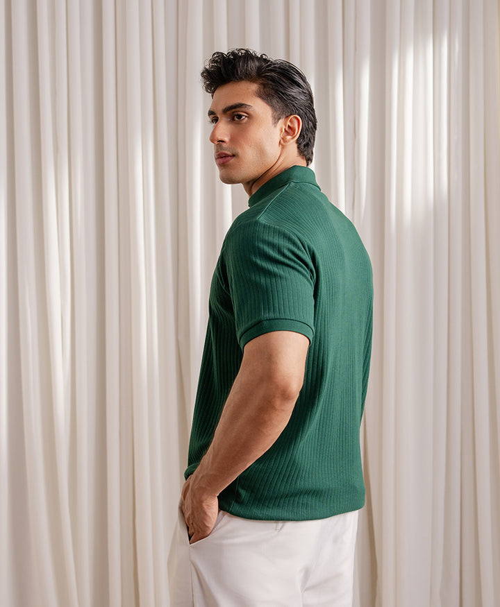 Rain Forest Fine Drop Needle V-Neck POLO