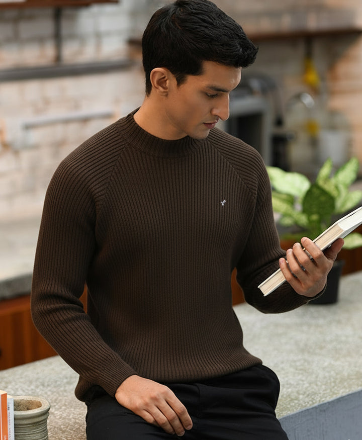 Chocolate Brown Mock Neck Sweater