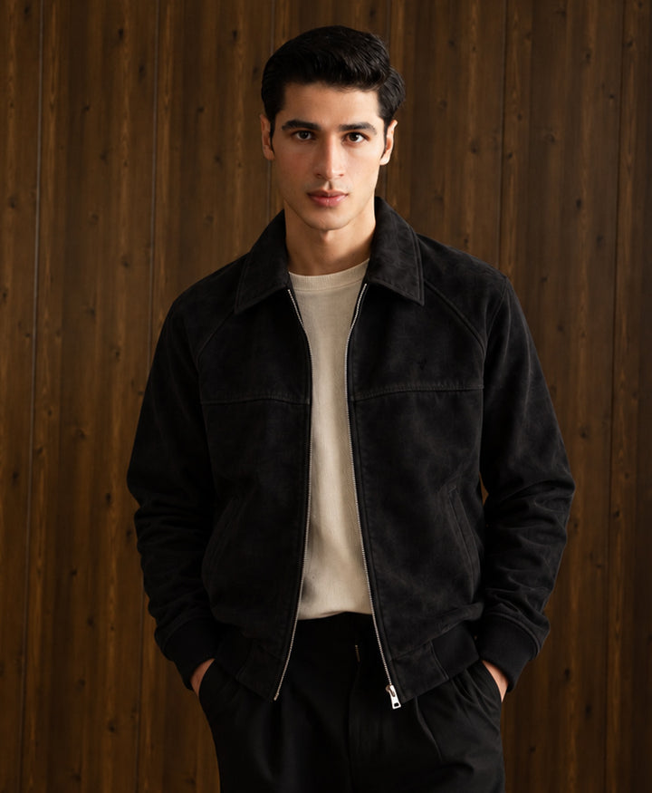Black Oakmont Faux Suede Jacket
