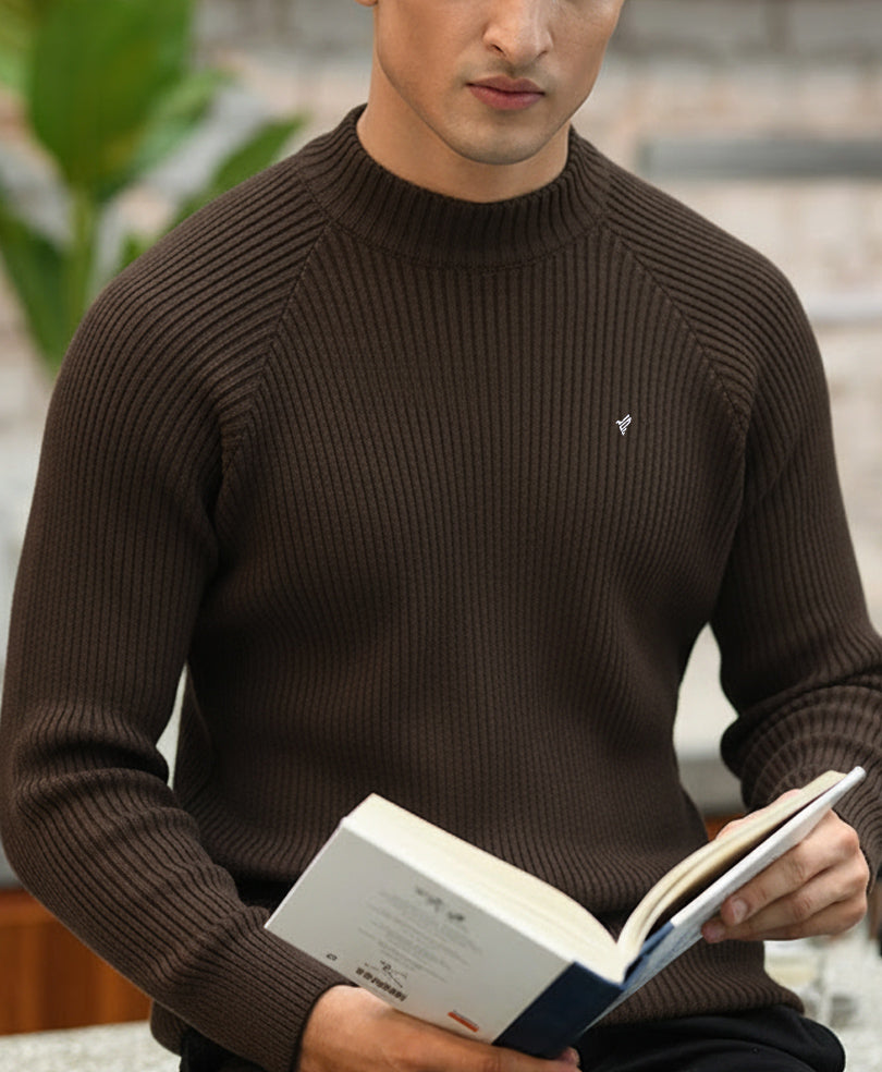 Chocolate Brown Mock Neck Sweater