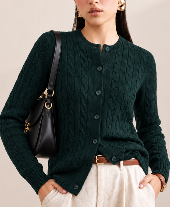 Green Cable Knit Cardigan (Women)