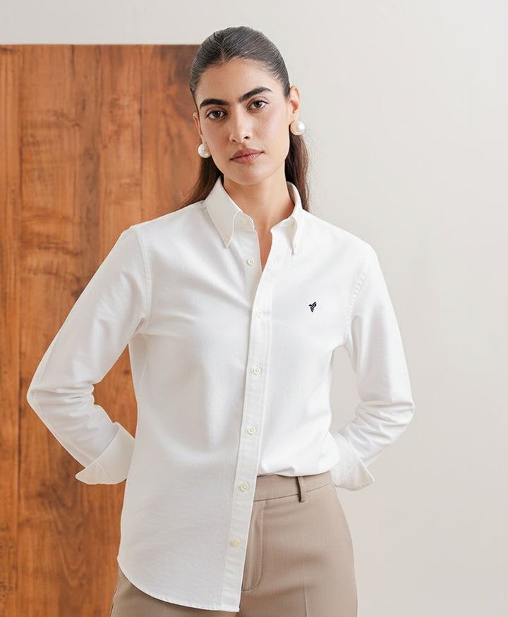 White Oxford Shirt - Navy (Women)