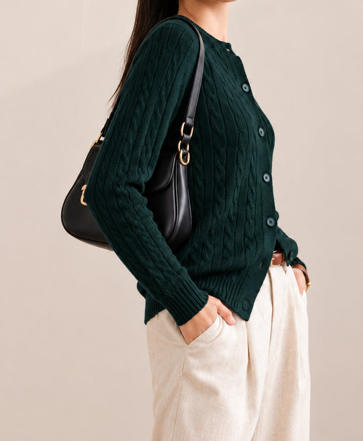 Green Cable Knit Cardigan (Women)