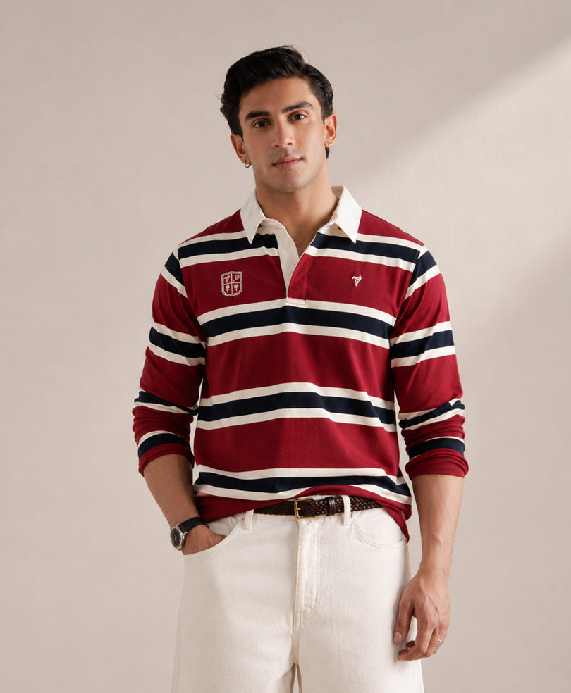 Maroon Monaco Stripe Rugby