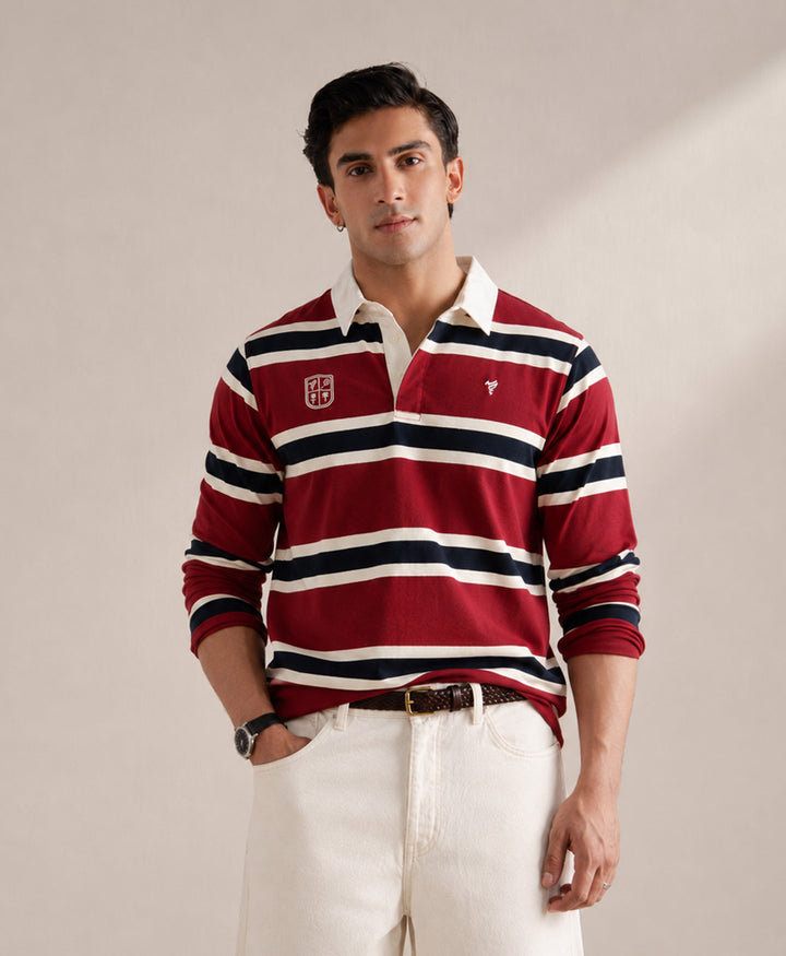 Maroon Monaco Stripe Rugby