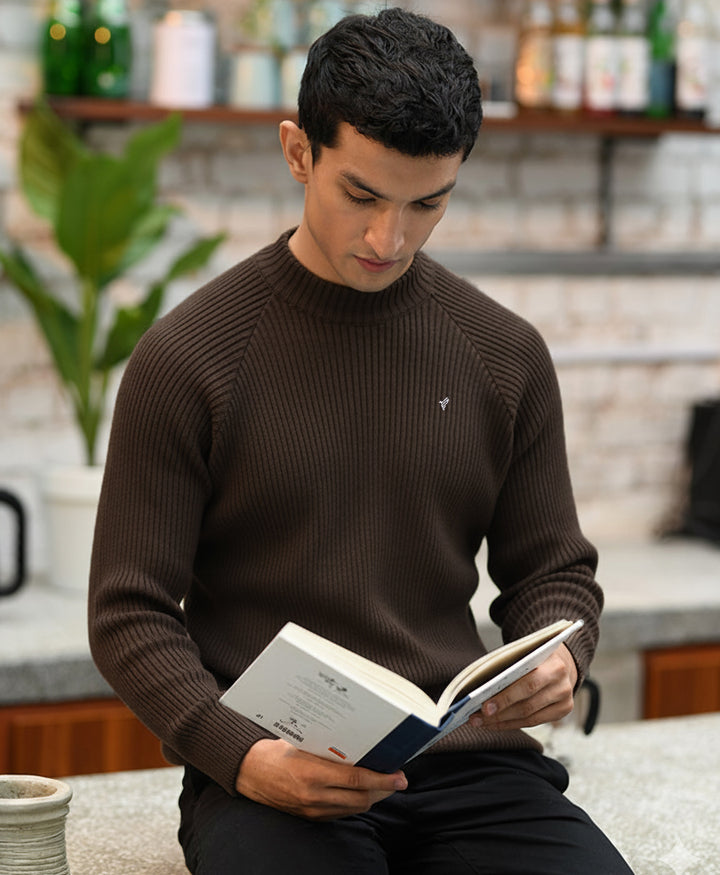 Chocolate Brown Mock Neck Sweater