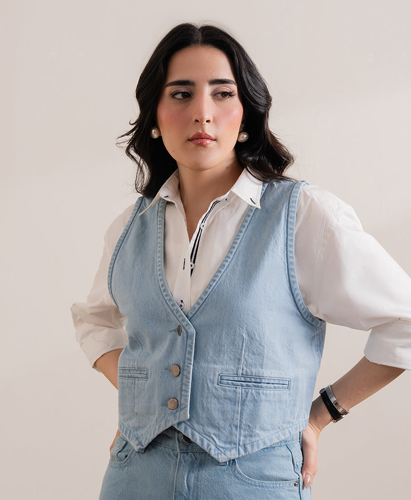Blue Denim Waistcoat (Women)