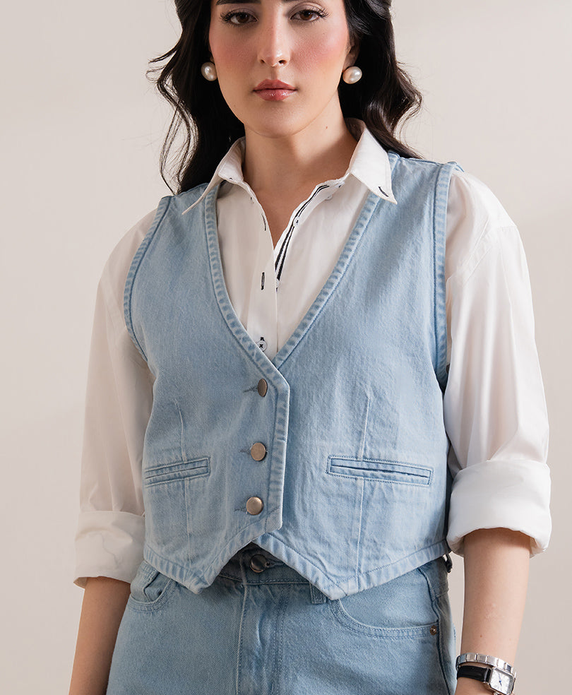 Blue Denim Waistcoat (Women)