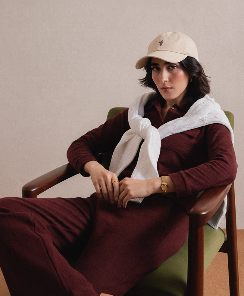 Maroon Fine Waffle knit Shirt (Women)
