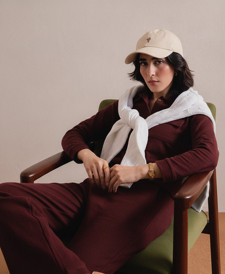 Maroon Fine Waffle knit Shirt (Women)