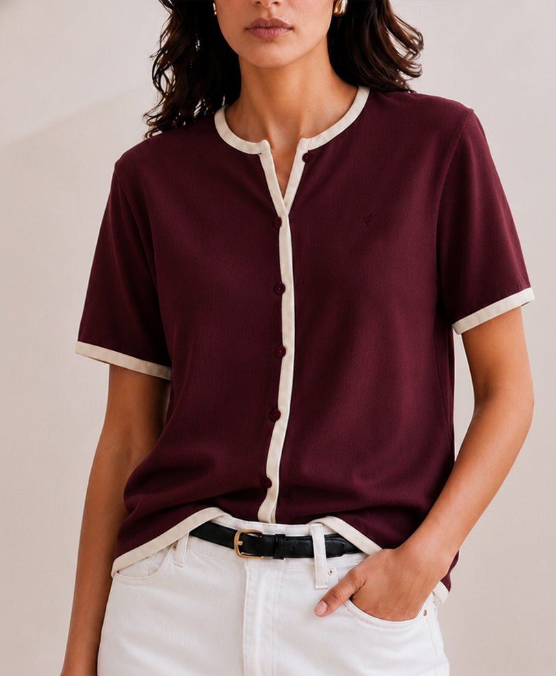 Maroon Contrast Cardigan (Women)
