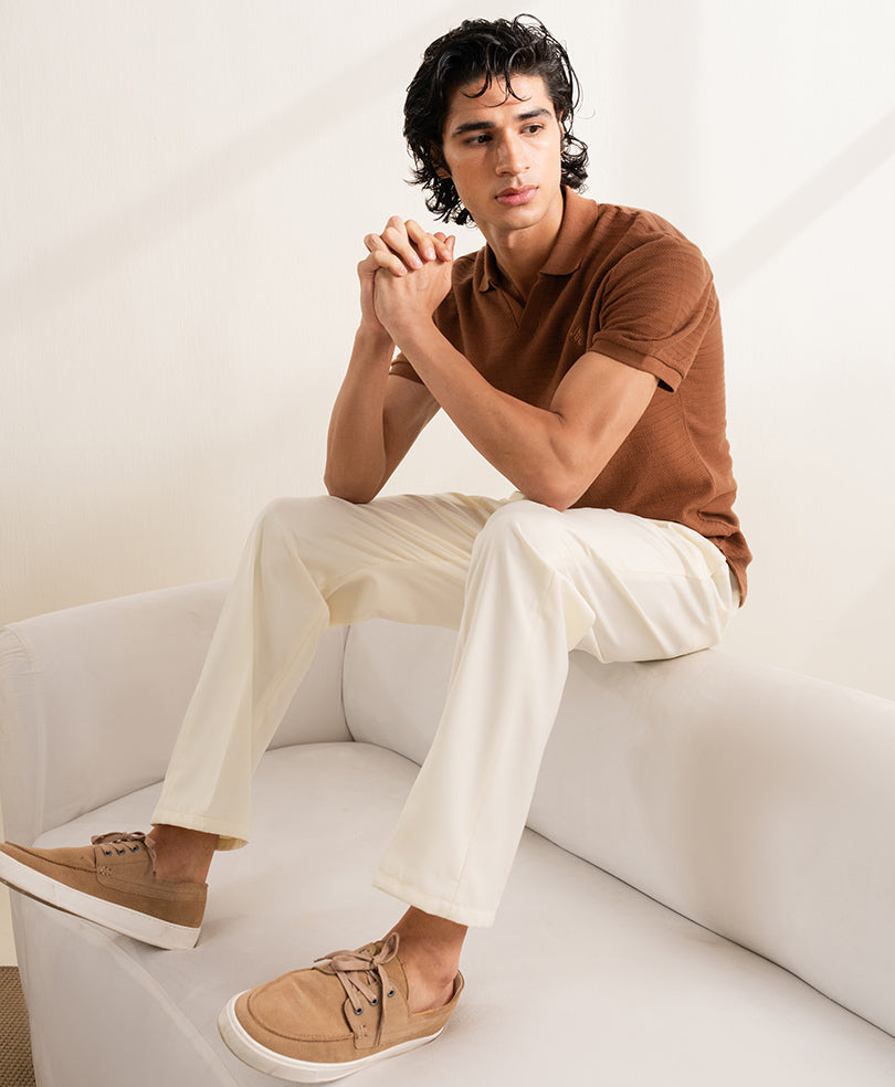 OFF White Pleated Dress Pants