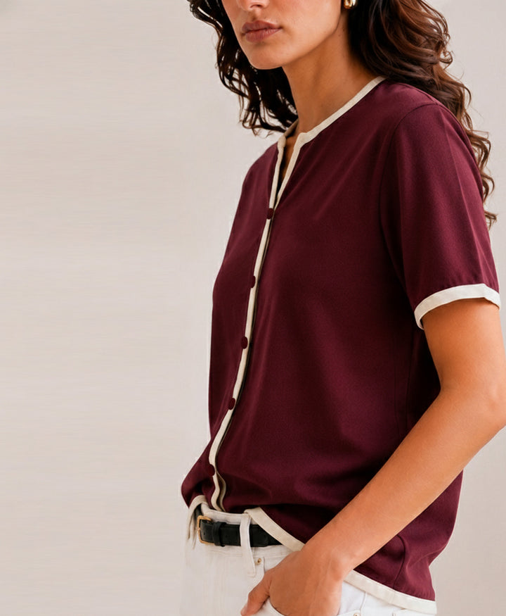 Maroon Contrast Cardigan (Women)