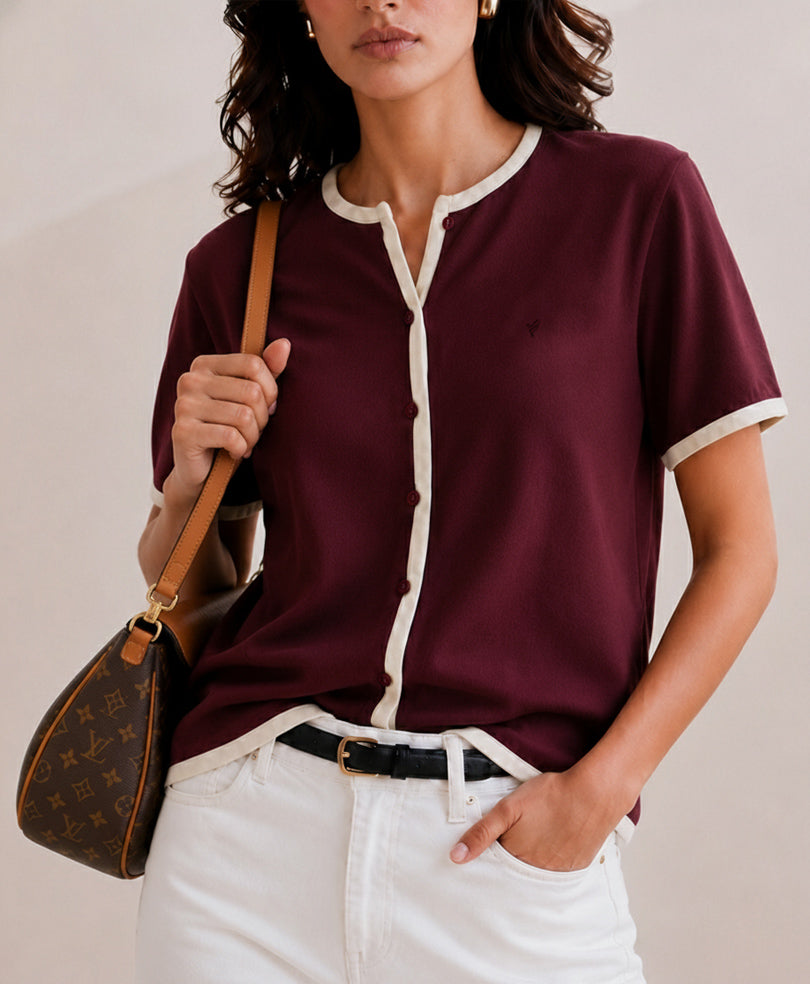 Maroon Contrast Cardigan (Women)