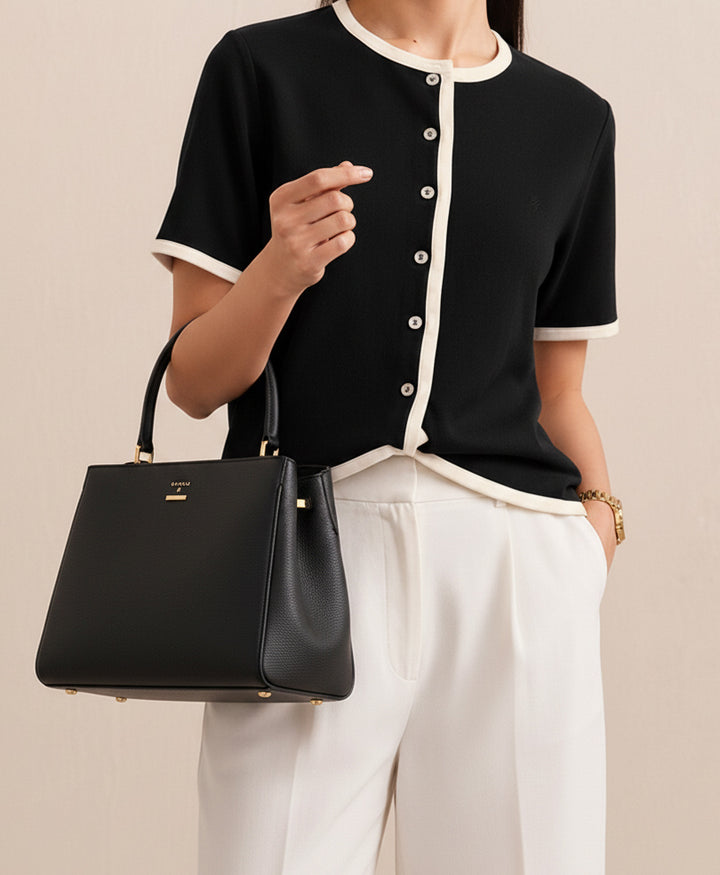 Noir Contrast Cardigan (Women)