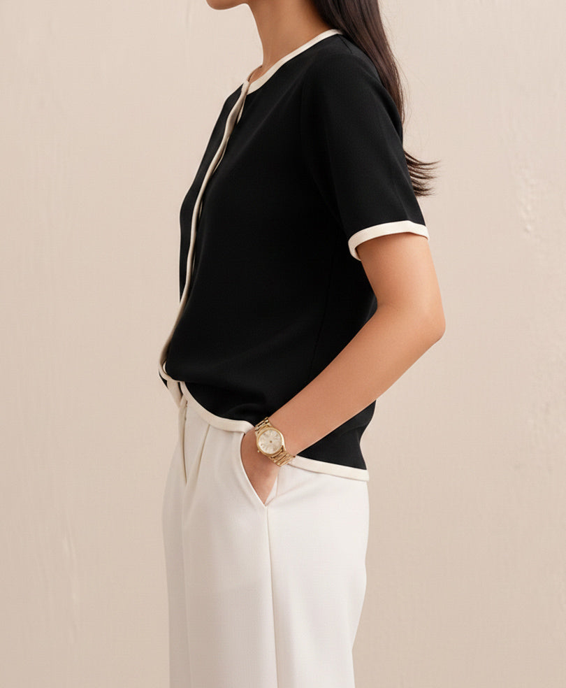 Noir Contrast Cardigan (Women)