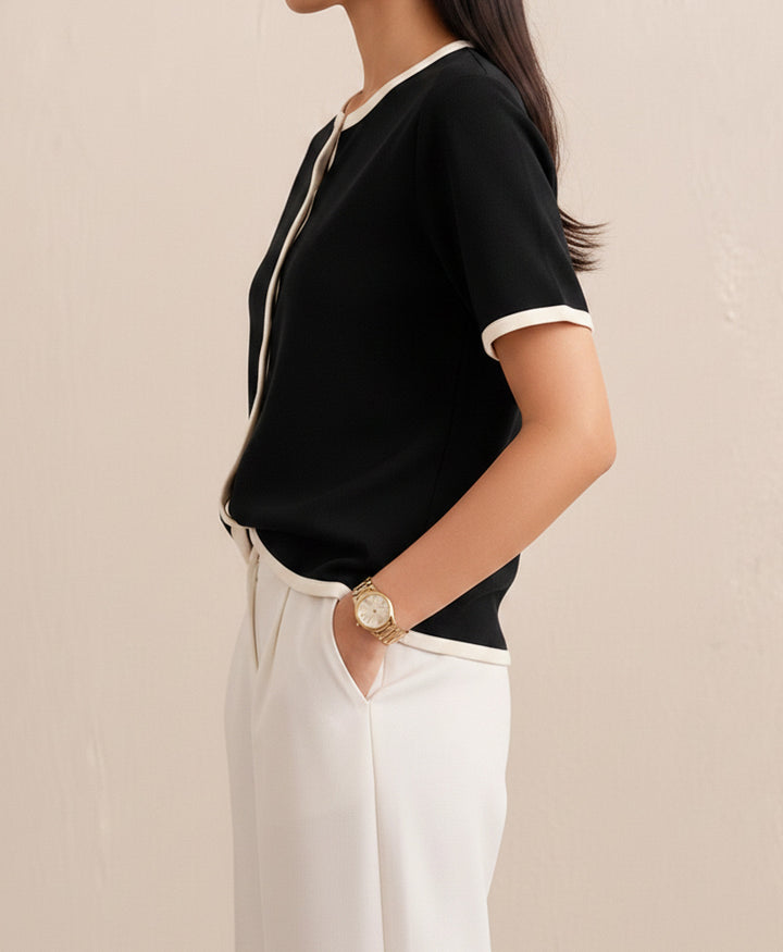 Noir Contrast Cardigan (Women)