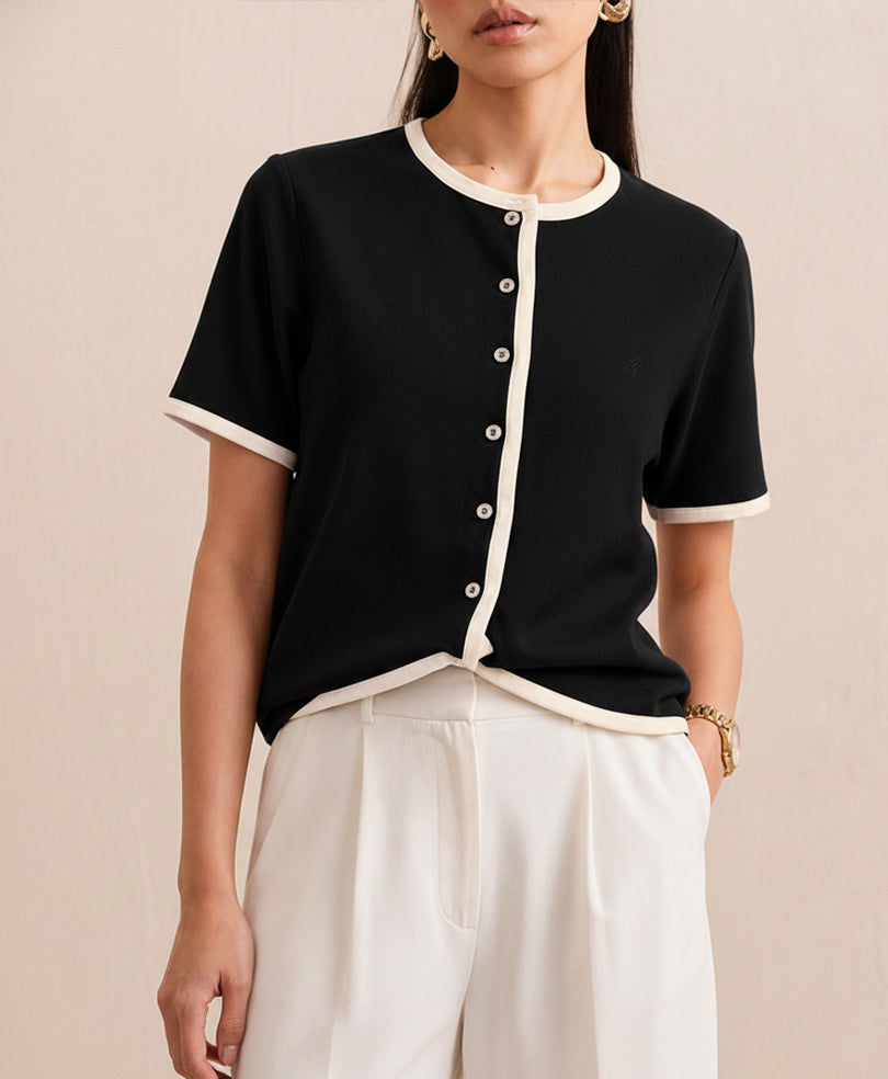 Noir Contrast Cardigan (Women)