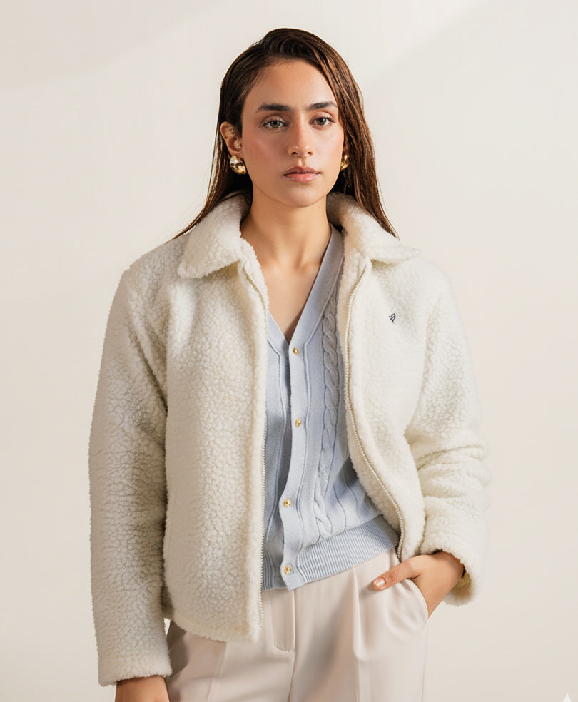 OFF White Soft Sherpa Jacket (Women)