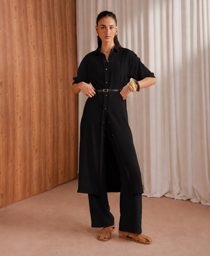 Black Sleek Shirt Dress (Women)