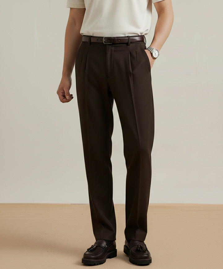 Brown Pleated Dress Pant