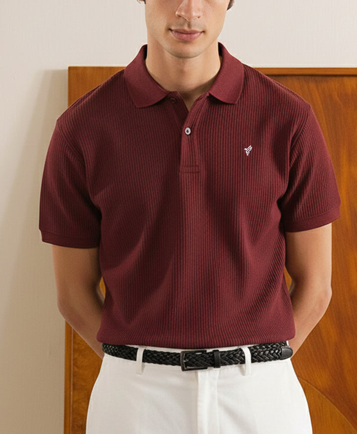 Wine Waffle knit POLO